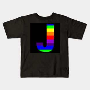 The Letter J in Rainbow Stripes Kids T-Shirt